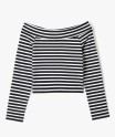 Tee-shirt manches longues avec col Bardot coupe courte femme